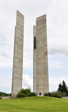 The Peace Tower and a person who looks very small by it